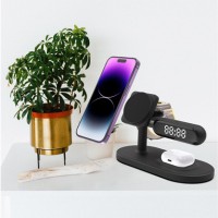 Newest TC3 trending product 5 in 1 wireless charger station with clock display led nightlight for iP